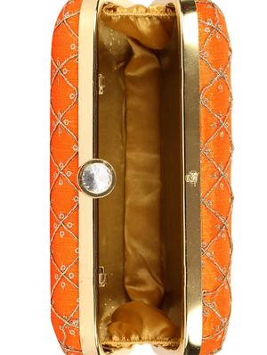 orange silk box clutch - 16633434 - Standard Image - 3