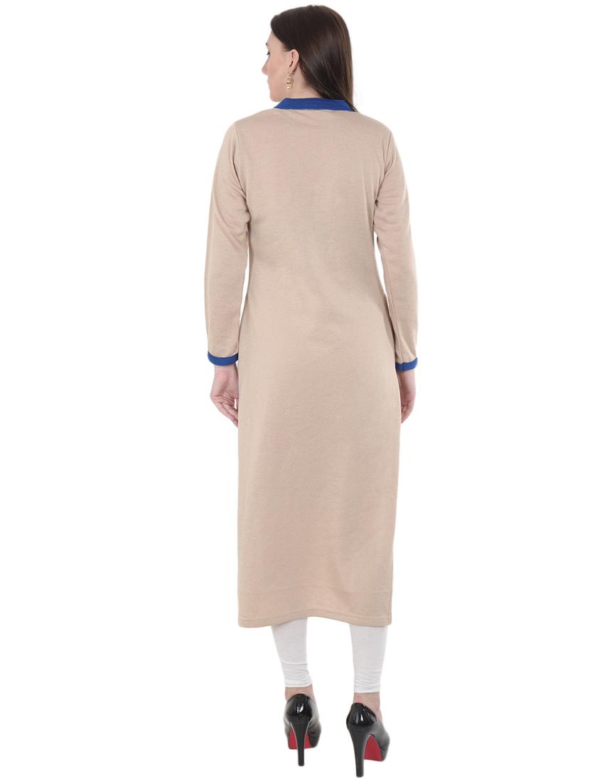 printed woolen kurta - 16633713 - Zoom Image - 3