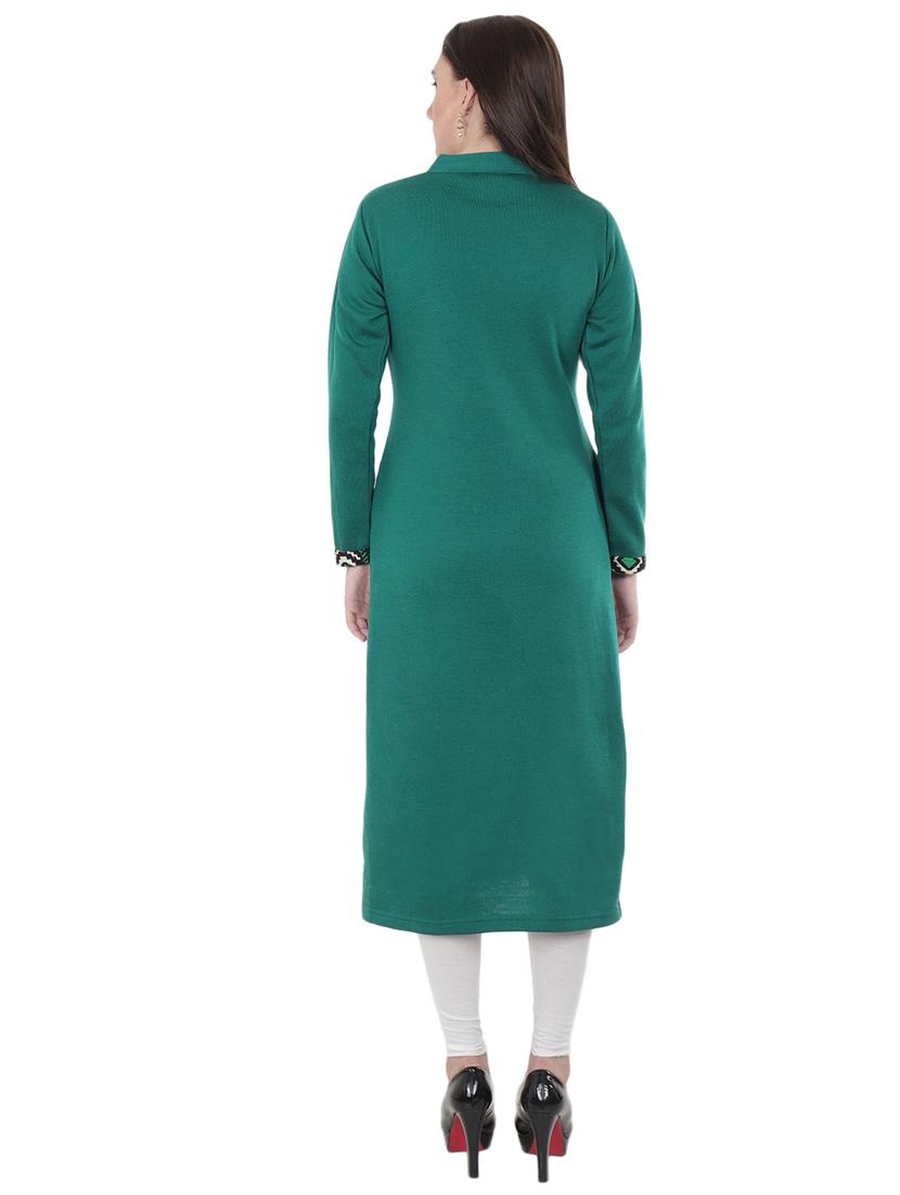 printed woolen kurta - 16633716 - Zoom Image - 3