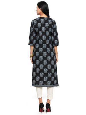 front slit printed a-line kurta - 16634116 - Standard Image - 3