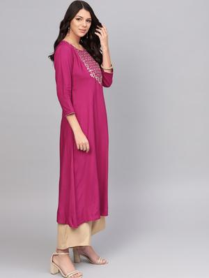 zari embroidered a-line kurta - 16634218 - Standard Image - 3