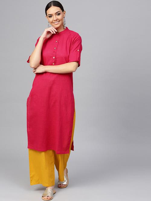 solid straight kurta - 16634748 - Standard Image - 1