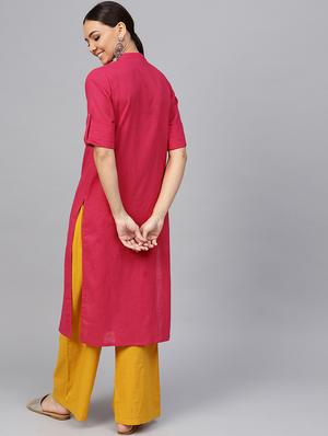 solid straight kurta - 16634748 - Standard Image - 3