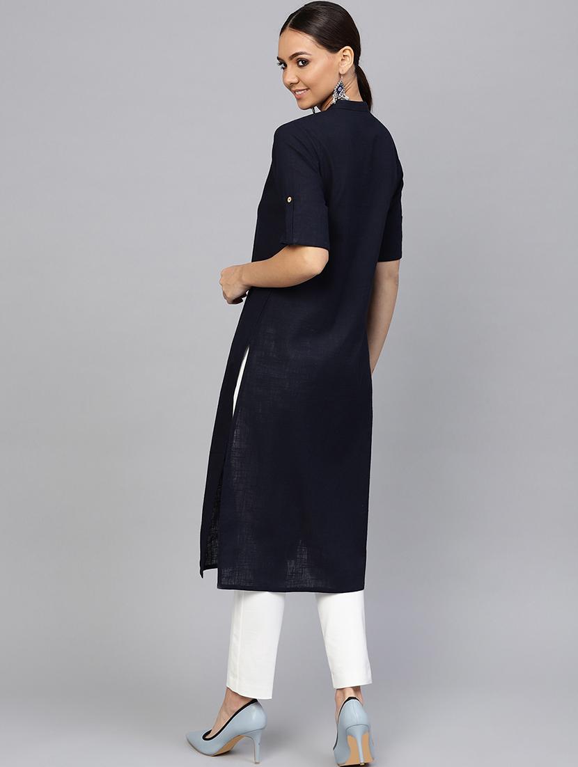 solid straight kurta - 16634749 - Zoom Image - 3