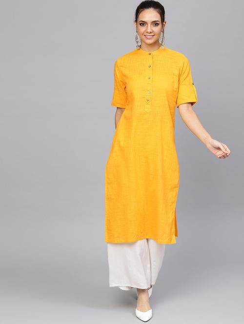 solid straight kurta - 16634750 - Standard Image - 1
