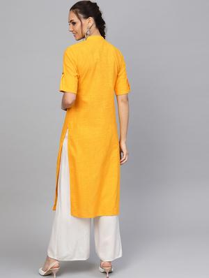 solid straight kurta - 16634750 - Standard Image - 3