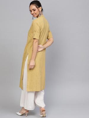solid straight kurta - 16634751 - Standard Image - 3