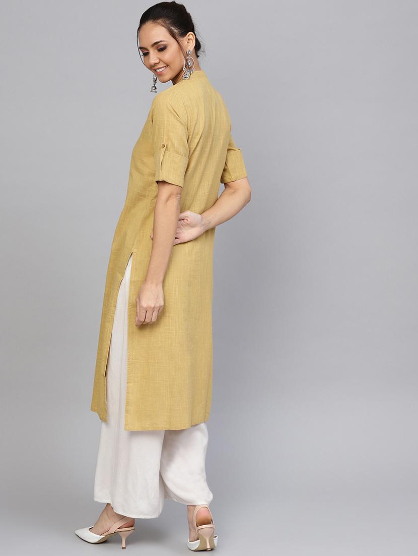 solid straight kurta - 16634751 - Zoom Image - 3