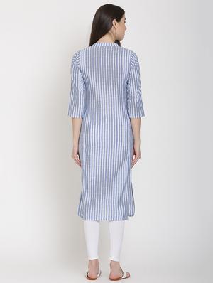 striped straight kurta - 16634961 - Standard Image - 3
