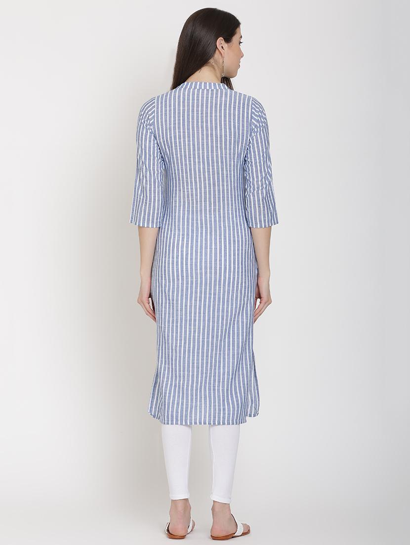 striped straight kurta - 16634961 - Zoom Image - 3
