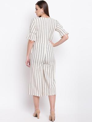 tie front striped jumpsuit - 16635165 - Standard Image - 3