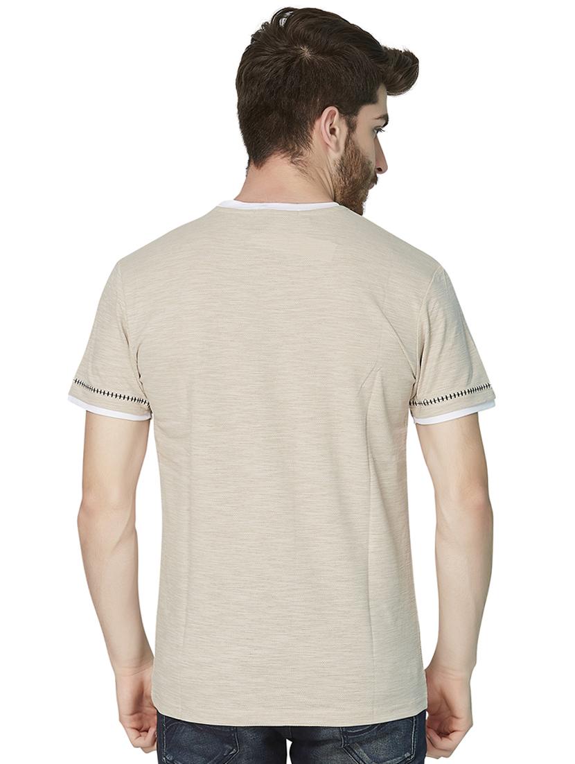beige chest print t-shirt - 16636048 - Zoom Image - 3