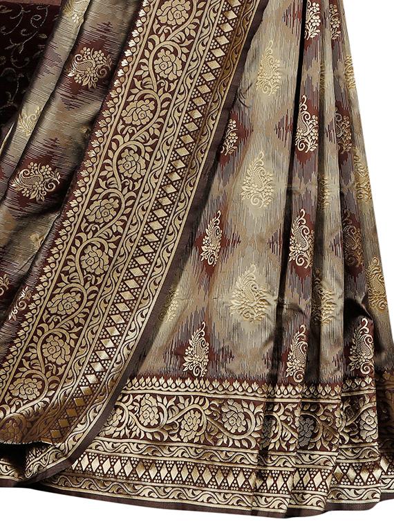 gold block woven saree with blouse - 16636738 - Zoom Image - 3
