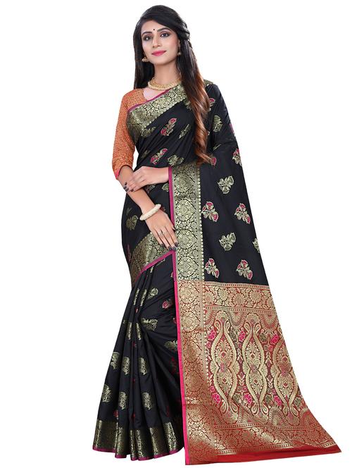 floral woven saree with blouse - 16636749 - Standard Image - 1