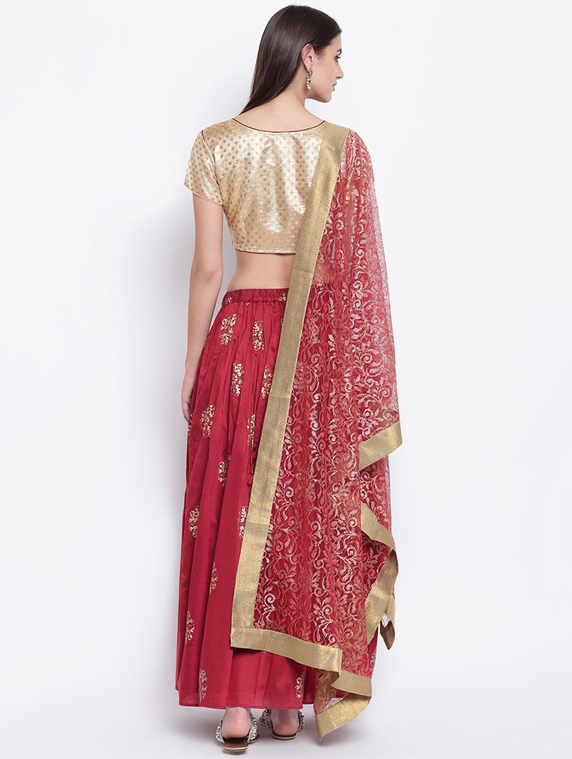 block printed a-line lehenga with choli & dupatta - 16637174 - Zoom Image - 3