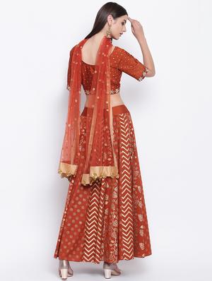 foil printed a-line lehenga choli with dupatta - 16637175 - Standard Image - 3