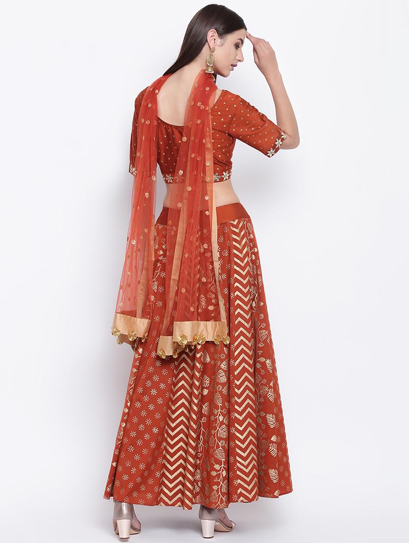 foil printed a-line lehenga choli with dupatta - 16637175 - Zoom Image - 3