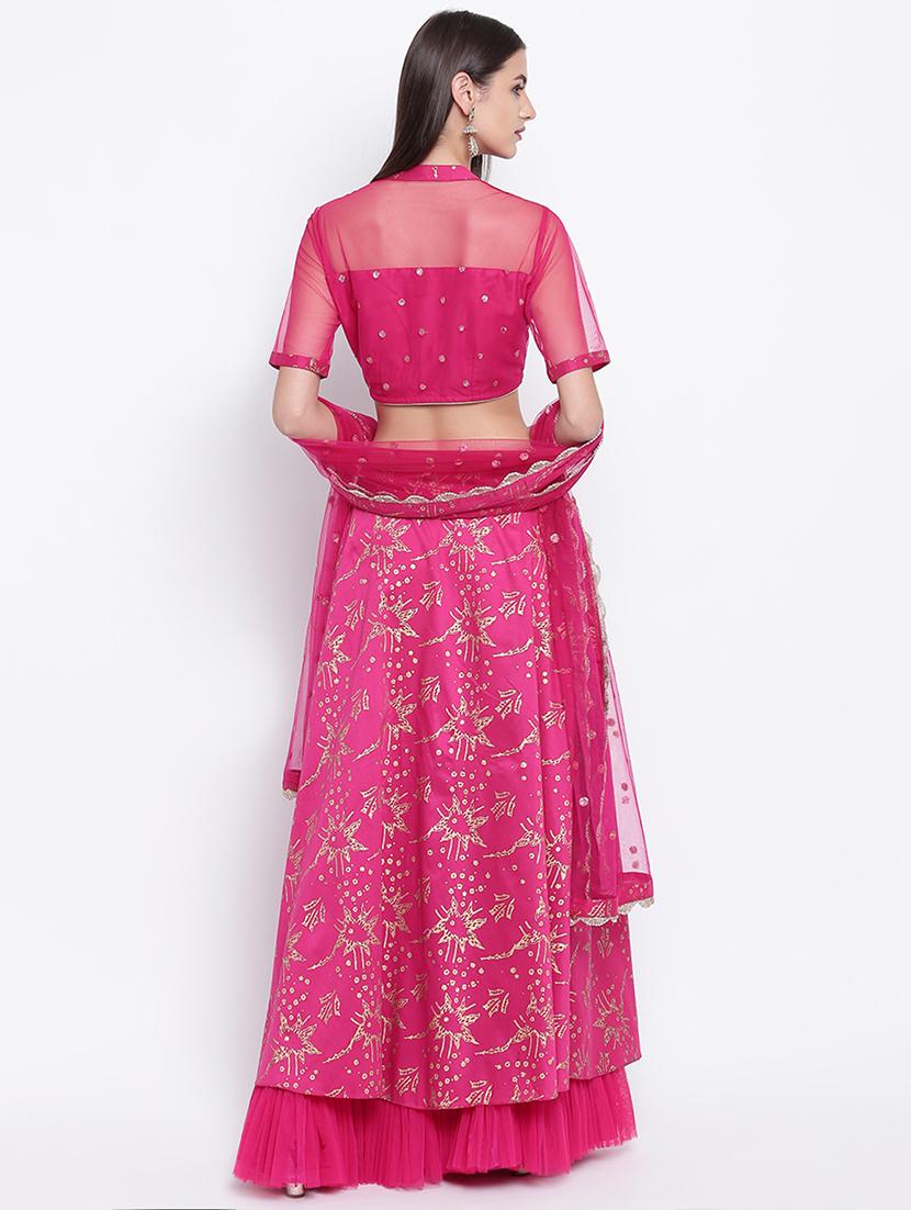 foil printed a-line lehenga choli with dupatta - 16637176 - Zoom Image - 3
