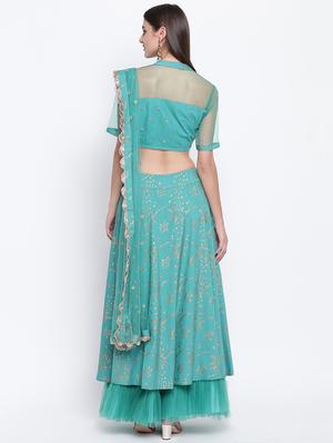 foil printed a-line lehenga choli with dupatta - 16637177 - Standard Image - 3
