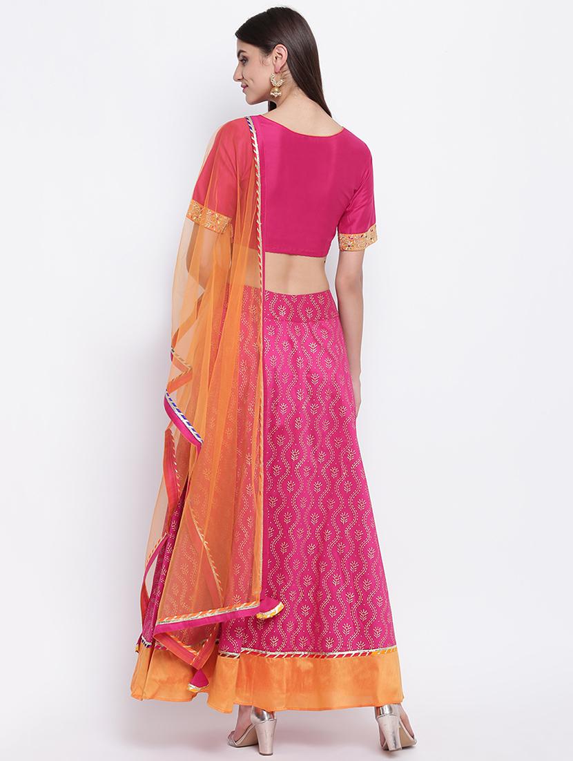 foil printed a-line lehenga choli with dupatta - 16637178 - Zoom Image - 3