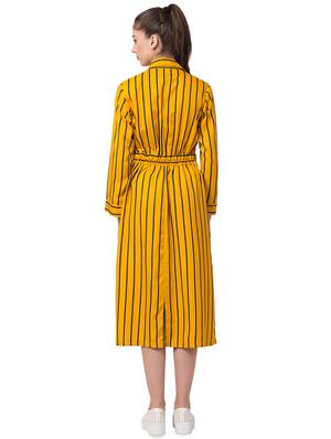 long sleeved striped a-line dress - 16637216 - Standard Image - 3