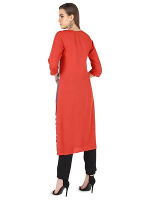 printed color block straight kurta - 16637357 - Standard Image - 3