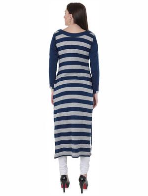 printed woolen kurta - 16637530 - Standard Image - 3