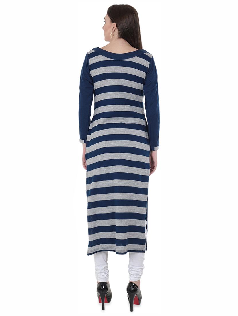 printed woolen kurta - 16637530 - Zoom Image - 3