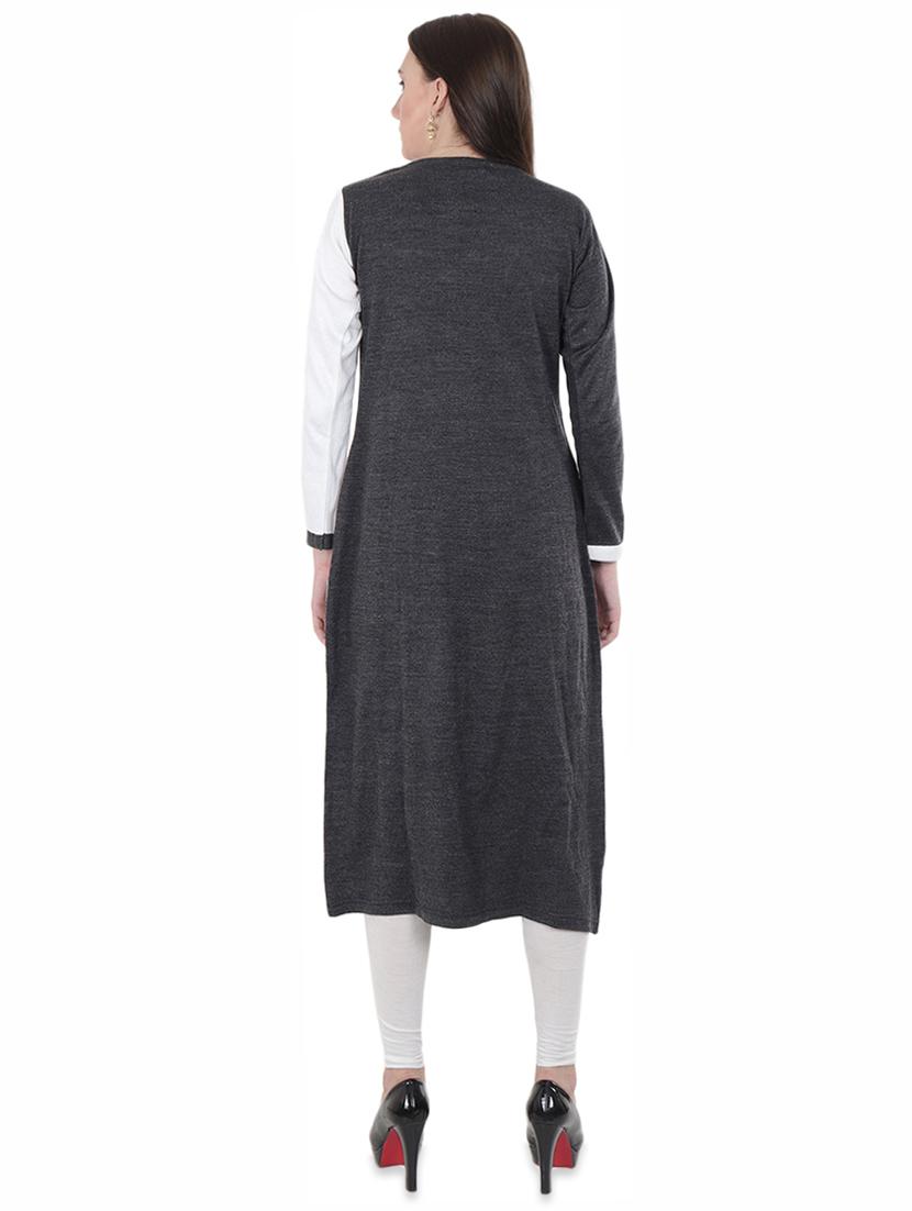 contrast woolen kurta - 16637533 - Zoom Image - 3