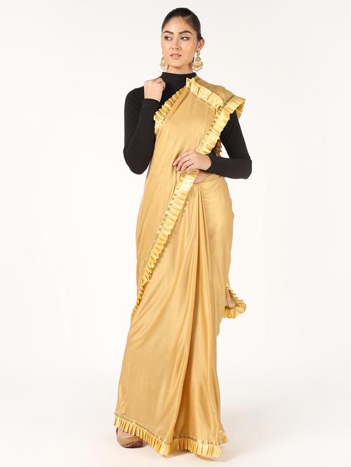 ruffled fusion saree with blouse - 16637554 - Standard Image - 1
