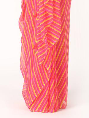 leheriya printed saree with blouse - 16637580 - Standard Image - 3