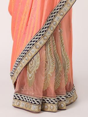 floral embellished saree with blouse - 16637626 - Standard Image - 3