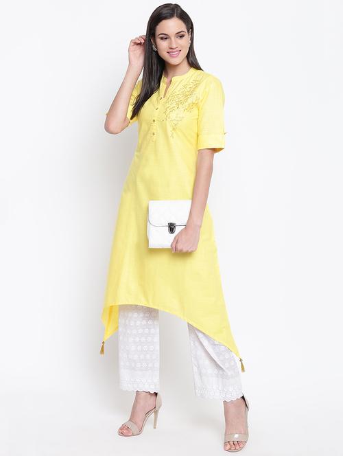 solid asymmetric kurta - 16637677 - Standard Image - 1