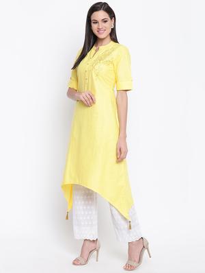 solid asymmetric kurta - 16637677 - Standard Image - 3