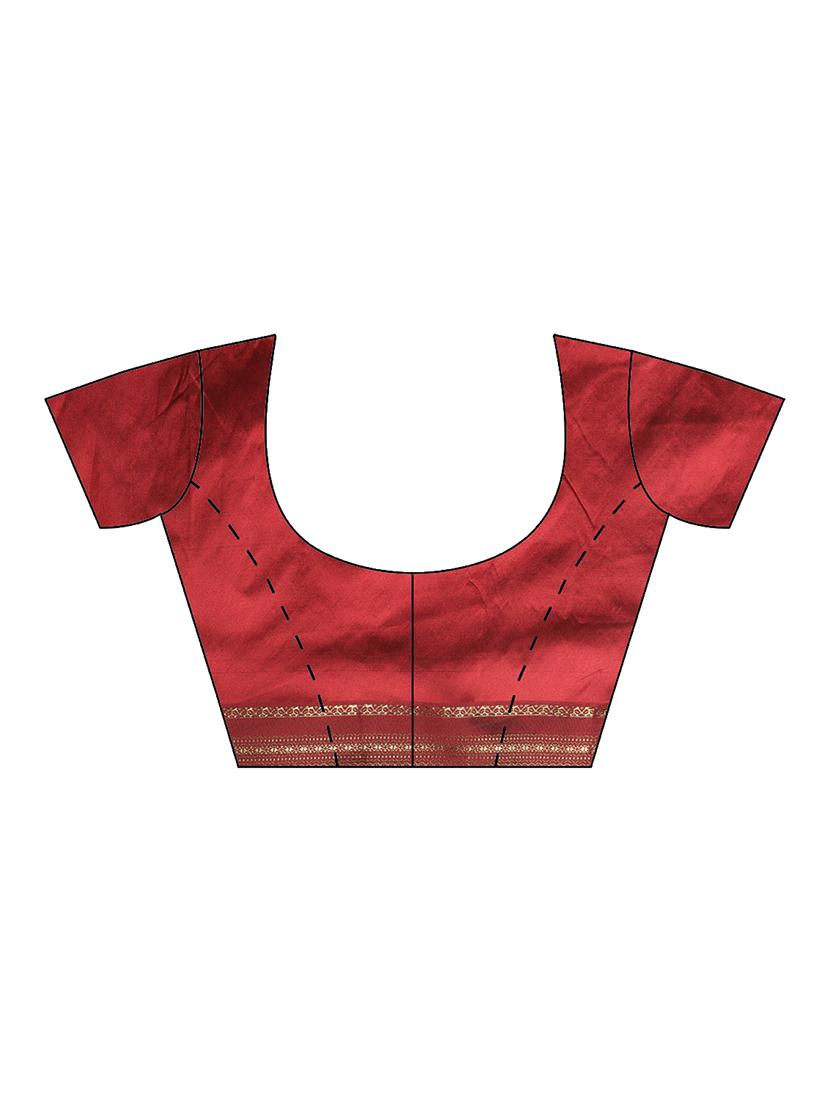 floral woven saree with blouse - 16637691 - Zoom Image - 3
