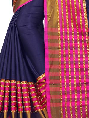 solid printed saree with blouse - 16637764 - Standard Image - 3