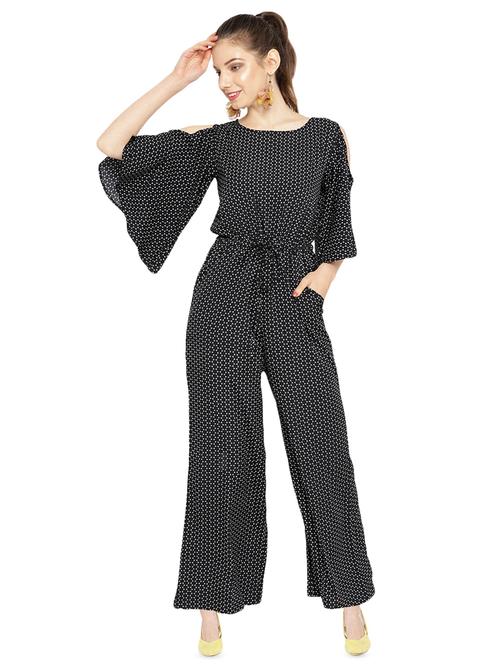 tie front bell sleeved jumpsuit - 16637968 - Standard Image - 1