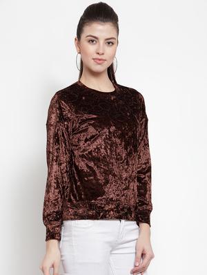 crew neck embellished velvet top - 16638105 - Standard Image - 3