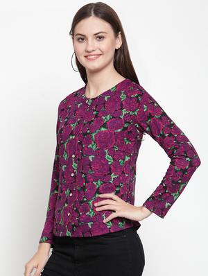 mandarin neck floral long sleeved top - 16638128 - Standard Image - 3