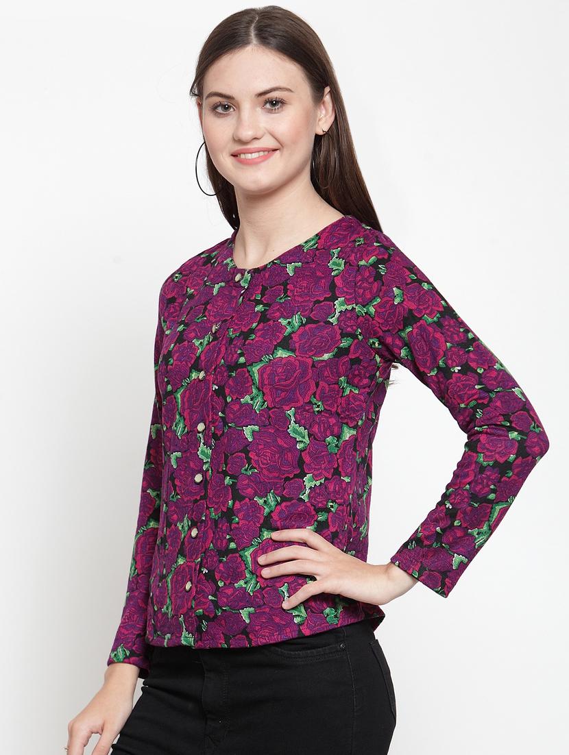 mandarin neck floral long sleeved top - 16638128 - Zoom Image - 3