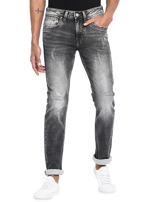 grey heavy washed ripped denim jeans - 16638326 - Standard Image - 1