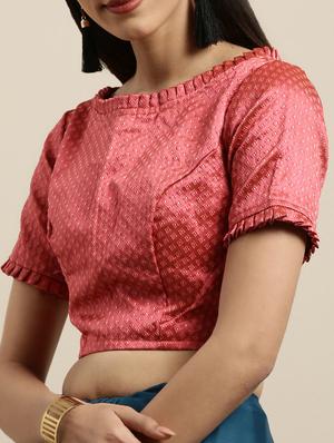 contrast lace plain saree with blouse - 16640339 - Standard Image - 3