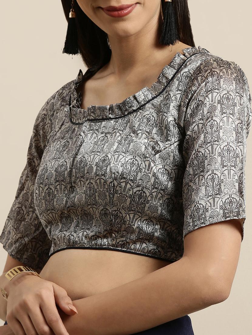 solid half and half saree with blouse - 16640347 - Zoom Image - 3