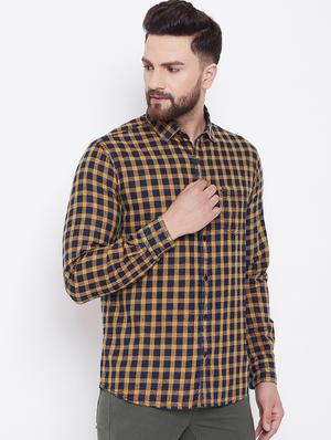 navy blue checkered casual shirt - 16640422 - Standard Image - 3
