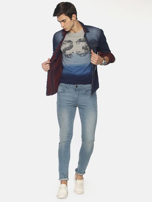 blue tie & dye chest print t-shirt - 16640815 - Standard Image - 1