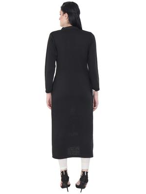 printed woolen straight kurta - 16640831 - Standard Image - 3