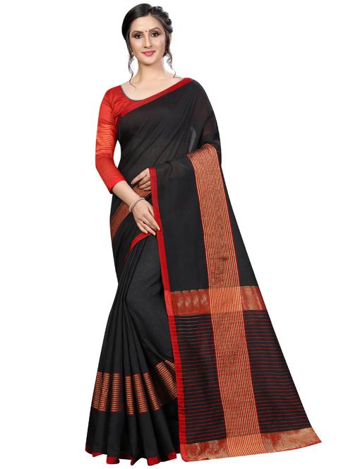 Bordered woven saree with blouse - 16640849 - Very Small Image - 1