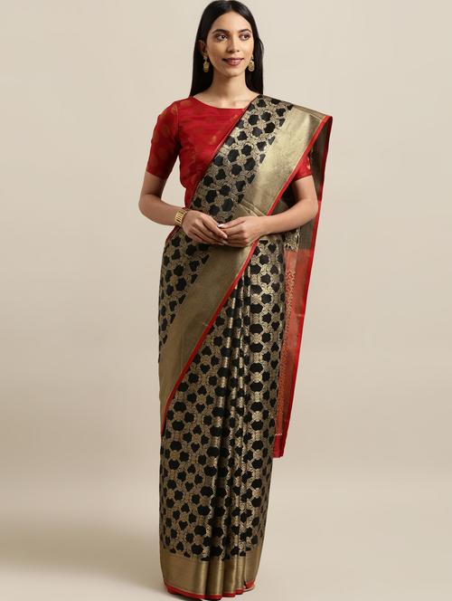self-design banarasi saree with blouse - 16641208 - Standard Image - 1