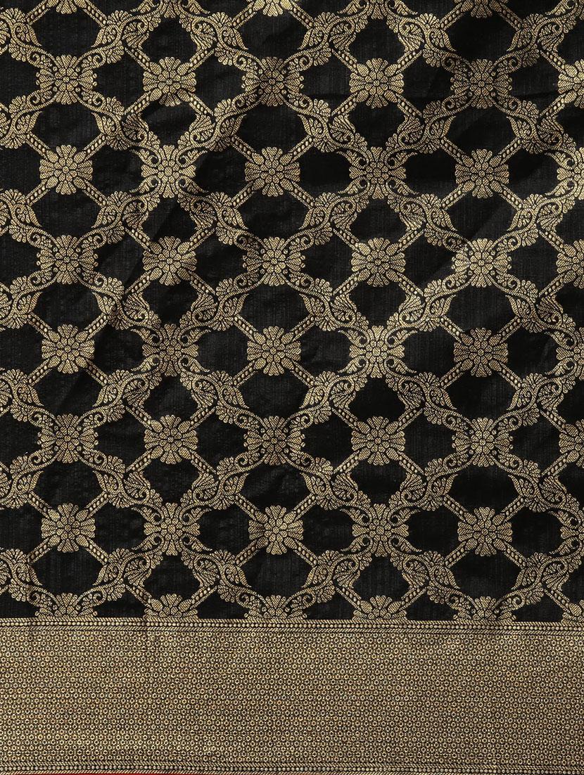self-design banarasi saree with blouse - 16641208 - Zoom Image - 3