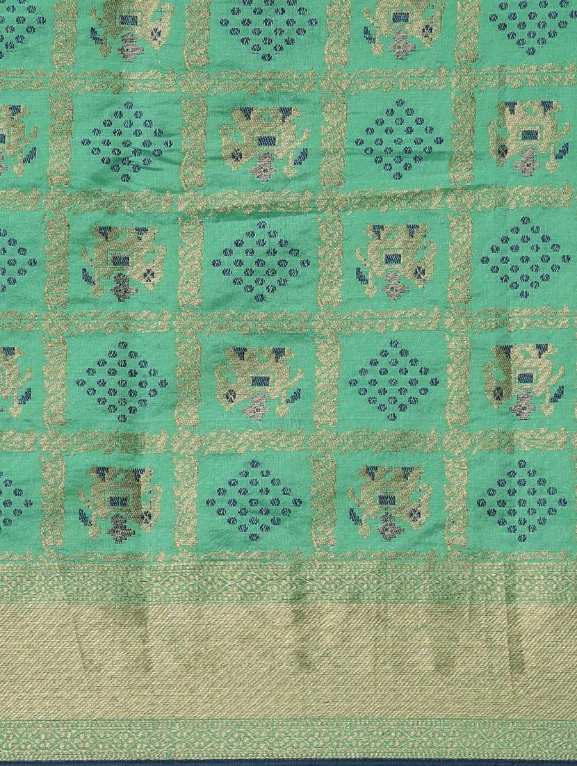 self-design banarasi saree with blouse - 16641236 - Zoom Image - 3